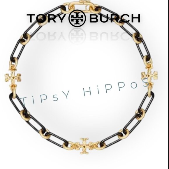 Tory Burch Jewelry - Beautiful Tory Burch Black and Gold Roxanne Necklace